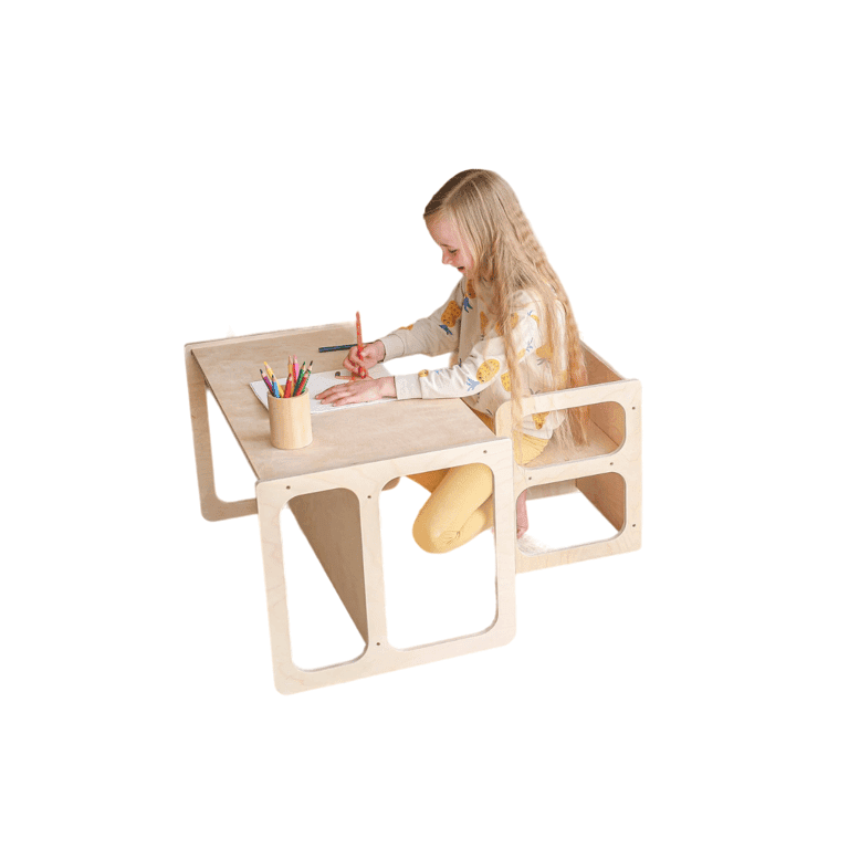 Montessori Crea Kid Bijttafel en Stoel Set Natuurlijke Olie