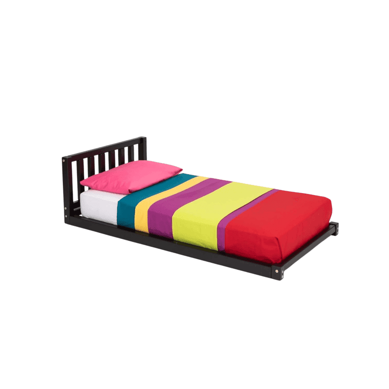 Montessori Sweet HOME From Wood Twin Vloerbed met Hoofdeinde Zwart