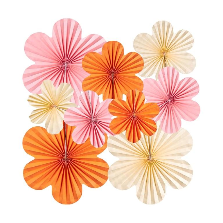 Montessori SUNBEAUTY Set van 9 Papier Bloemen Voor Klaslokaal Muur Decoratie Roze Oranje