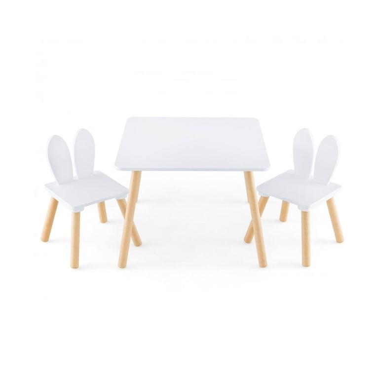 Montessori Costway 3-Delige Kinder-Tafel-en-Stoelen-Set Wit