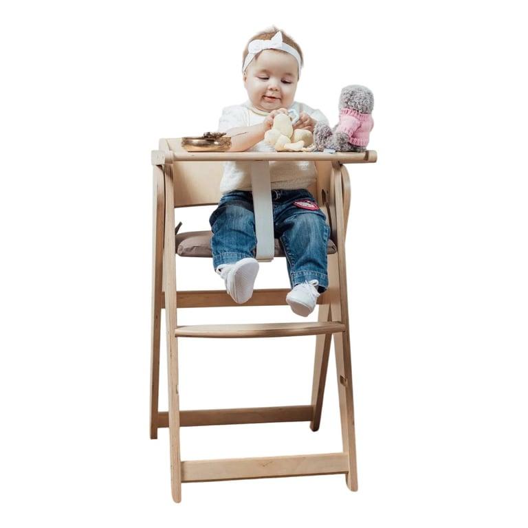 Montessori ZigZagWood Atelier Handgemaakte Houten Hoge Kinderstoel Naturel met Lijnolie