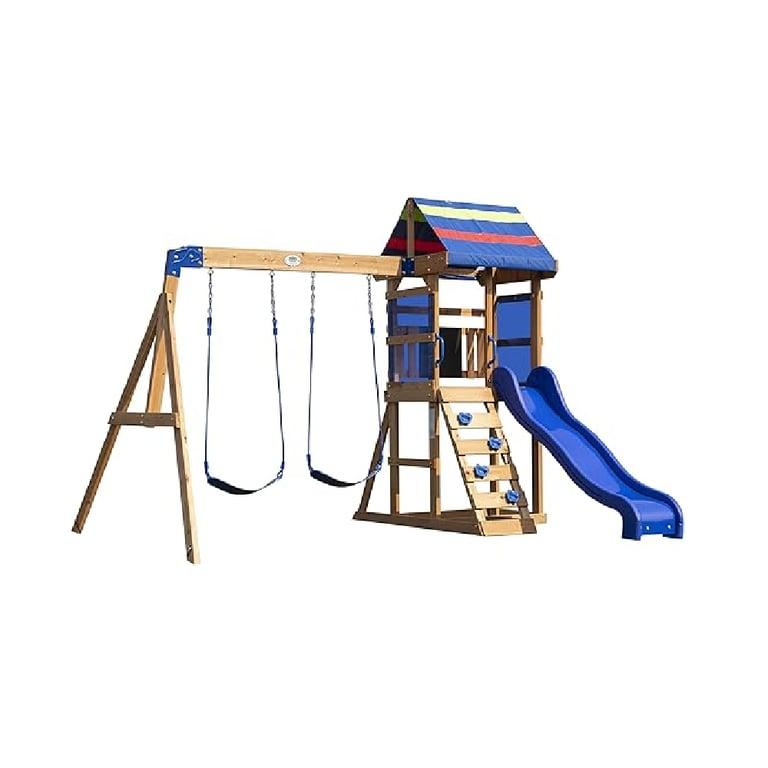 Montessori Backyard Discovery Schommel Set met Zandbakken Bay Pointe Blauw