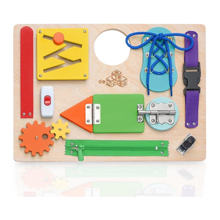 Montessori deMoca Wooden Activiteitenbord met Sensorisch Speelgoed Kleur