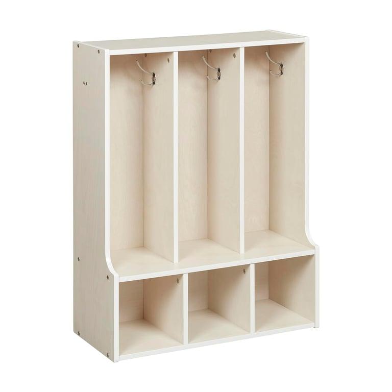 Montessori ECR4Kids Garderobe Streamline 3-Delig met Bankje Wit Gewassen