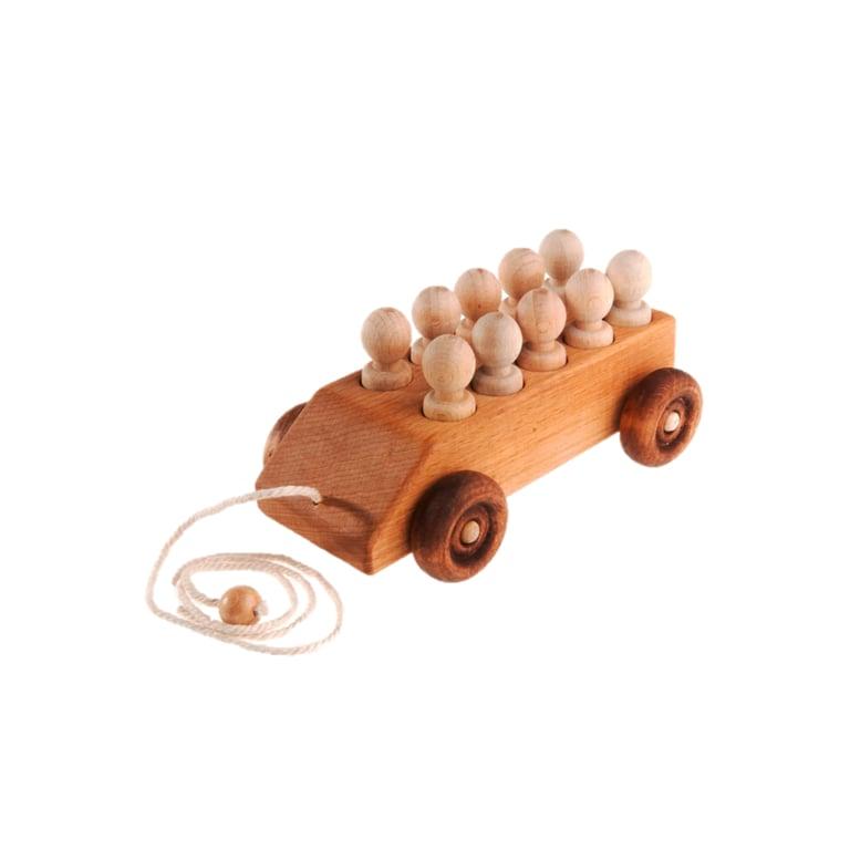 Montessori PoppyBabyCo-Trekauto Met Houten Pinnetjes Passagiers