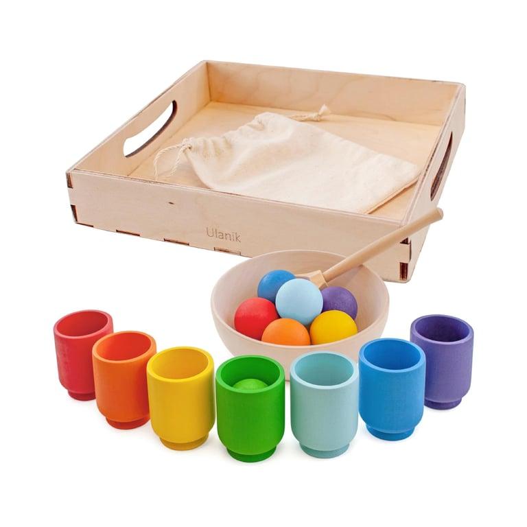 Montessori Ulanik Regenboog Ballen in Kopjes Kleur Sorteerder Klein