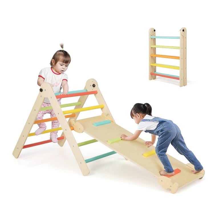 Montessori Honey Joy 4-in1 Klimdriehoek met Omkeerbare Helling Kleurrijk