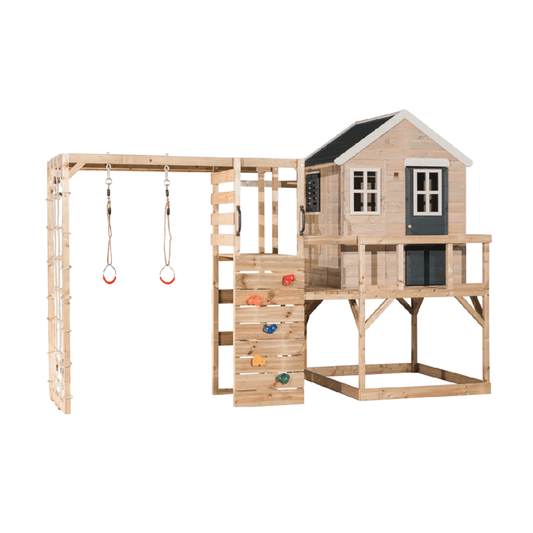 Montessori Wendi Toys My Lodge Schommelset Met Platform en Turntoestel Grijs