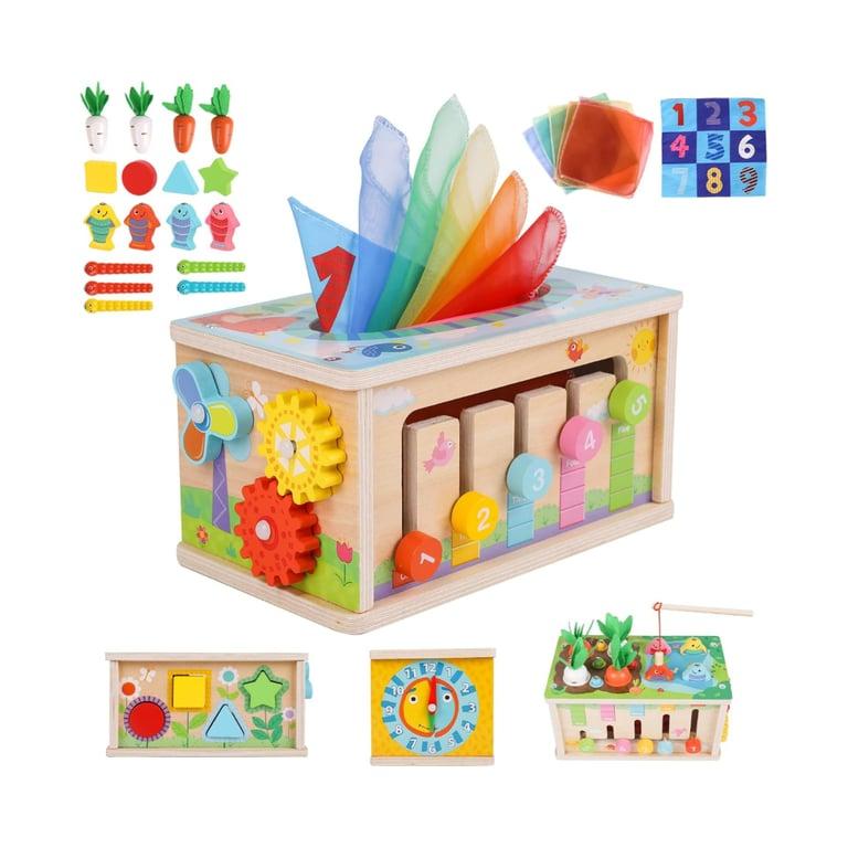 Montessori Ancaixin Activiteiten Kubus 6-in-1 Tissue Box Speelgoed