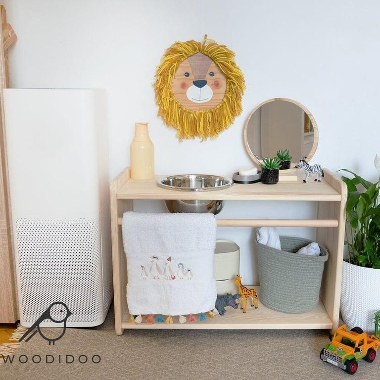 Montessori woodidoo Wastafel 30 cm met Staande Spiegel