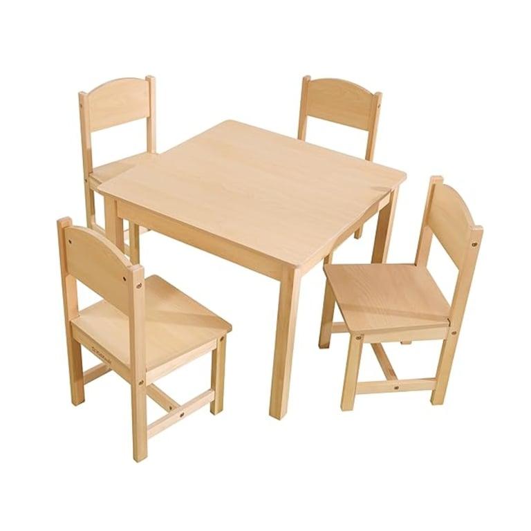 Montessori KidKraft Houten Boerderij Tafel en 4 Stoelen Set Naturel