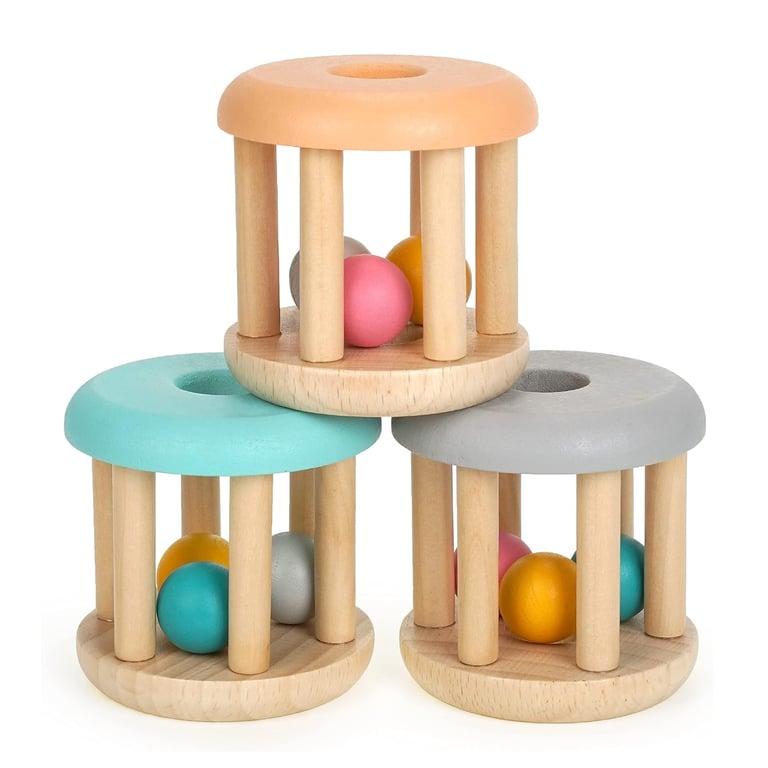 Montessori Duckboxx Houten Rammelaar Rollers Burlyhout Basis 3 Stuks