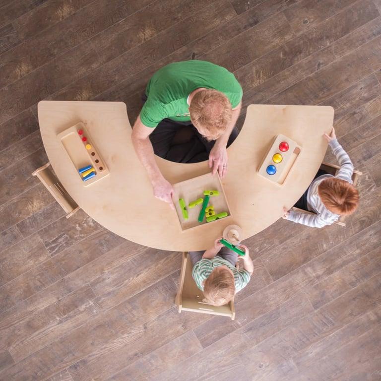 Montessori Sprout Kids Half-Round Tables Woodgrain Laminate 22 Inches