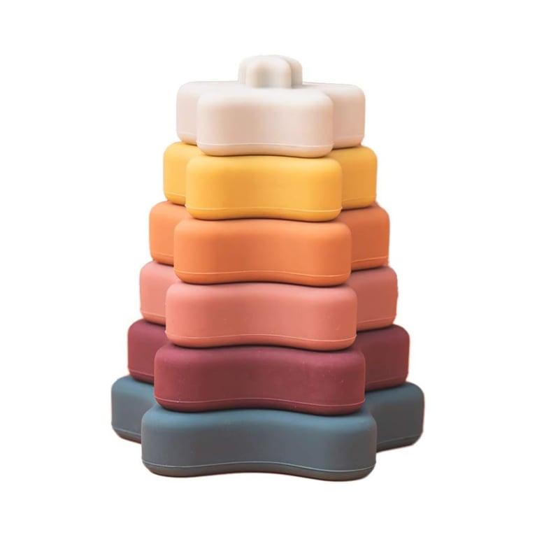 Montessori Promise Babe Silicone Stapelringen Bijtspeeltje Met Ster Vorm Oranje