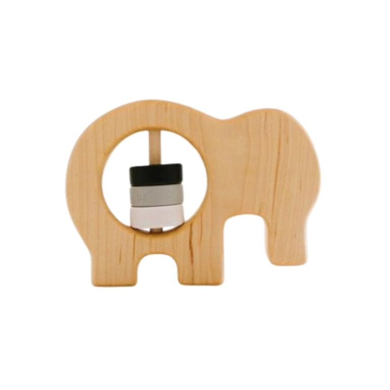 Montessori Bannor Toys Olifant Houten Baby Rammelaar Zonder Personalisatie