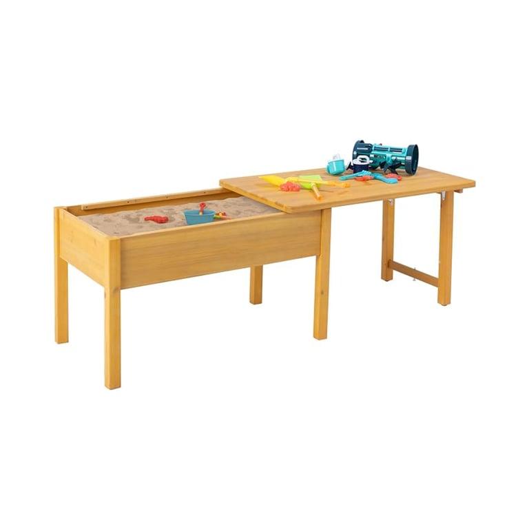 Montessori BIRASIL Houten Kinderactiviteitentafel met Inklapbaar Deksel Geel