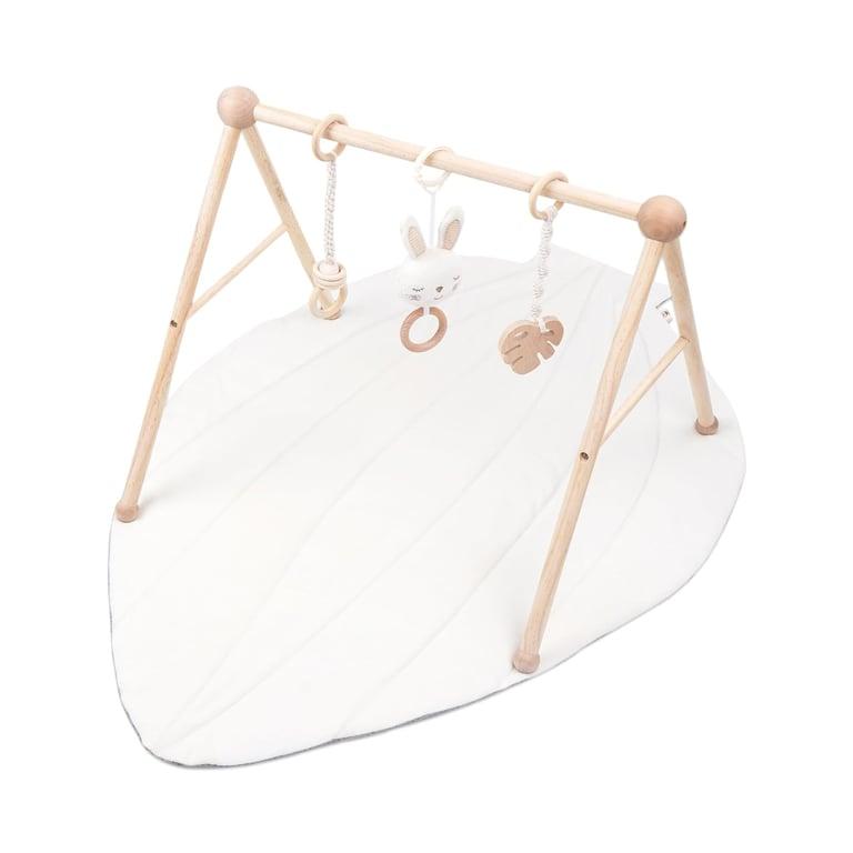 Montessori COTTONBEBE Organisch Houten Baby Gym met Katoenen Speelmat