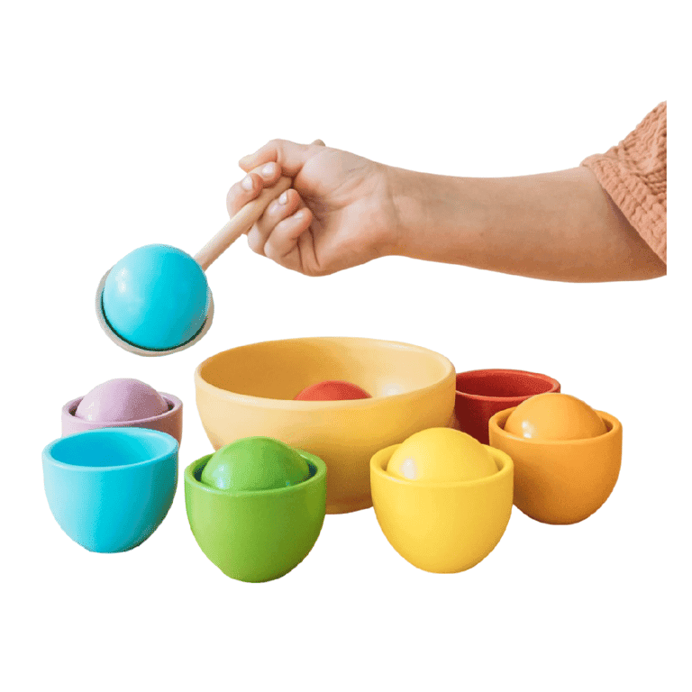 Montessori Montessori & Me Regenboog Gekleurde Houten Ballen Sorteerset