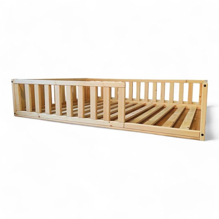 Montessori Rustic Made Decor Eenpersoons Vloerbed met Relingen