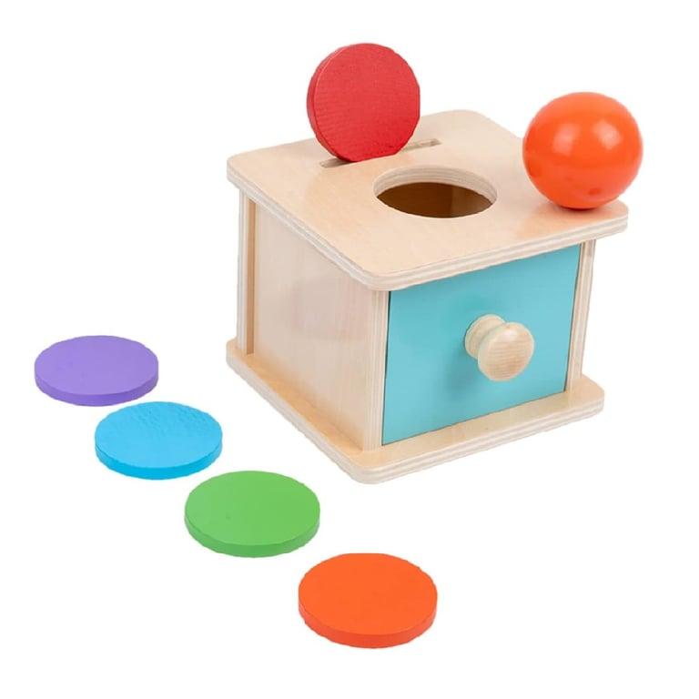 Montessori Adena Montessori Munten en Ballen Inwerpkist met Blauwe Deur