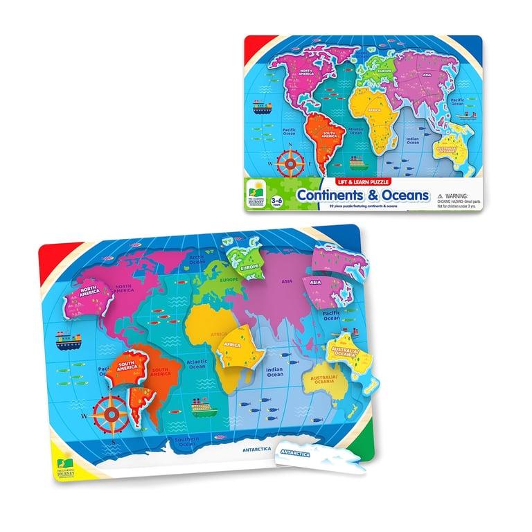 Montessori The Learning Journey Puzzelkaart Til & Leer Continenten & Oceanen