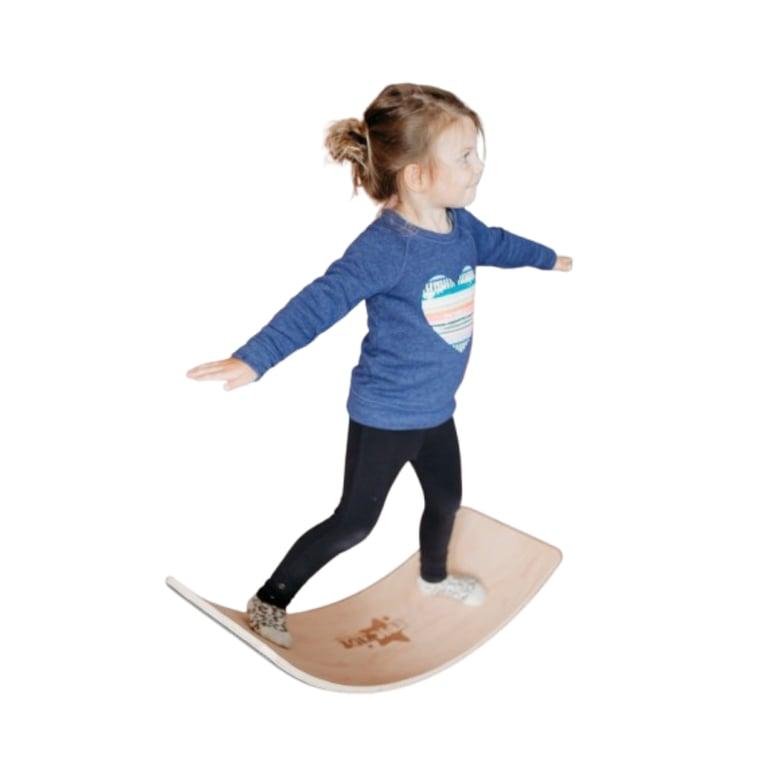 Montessori Epic Kidz Play Solutions Balance Board Natural Wood With Gray Felt