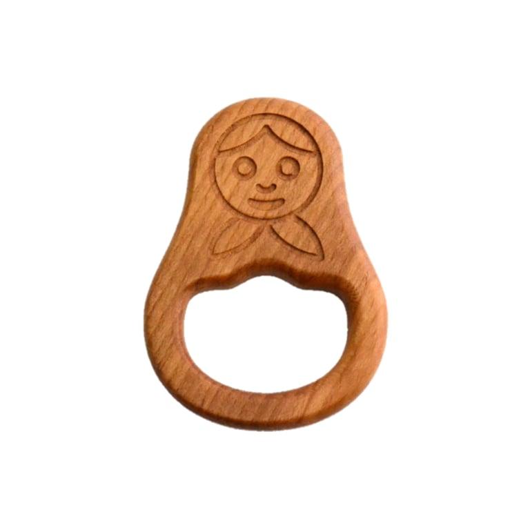 Montessori PoppyBabyCo Organische Wooden Teether Speelgoedpop Matreshka