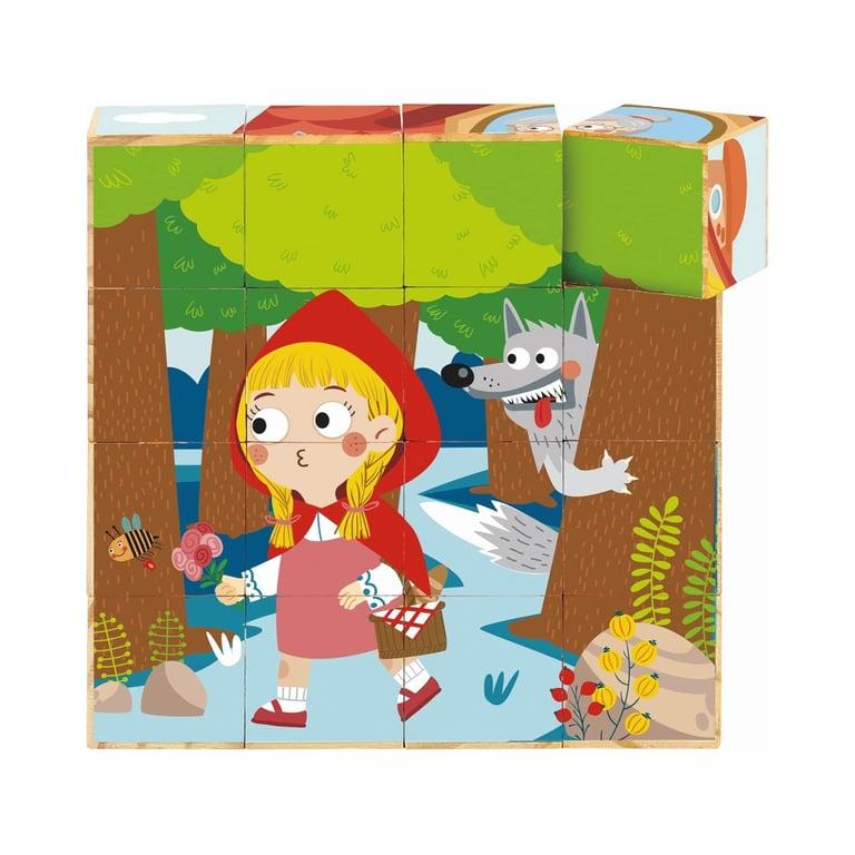 Montessori TOOKYLAND Houten Blokpuzzelset 6 Roodkapje-scènes met boekje