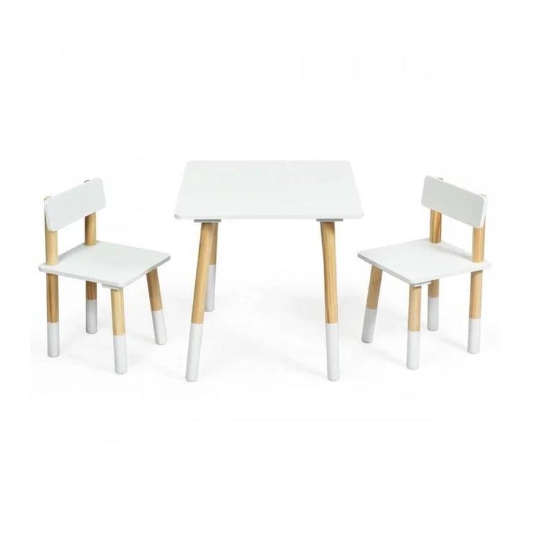 Montessori Costway Kinder Houten Tafel en 2 Stoelen Set Wit