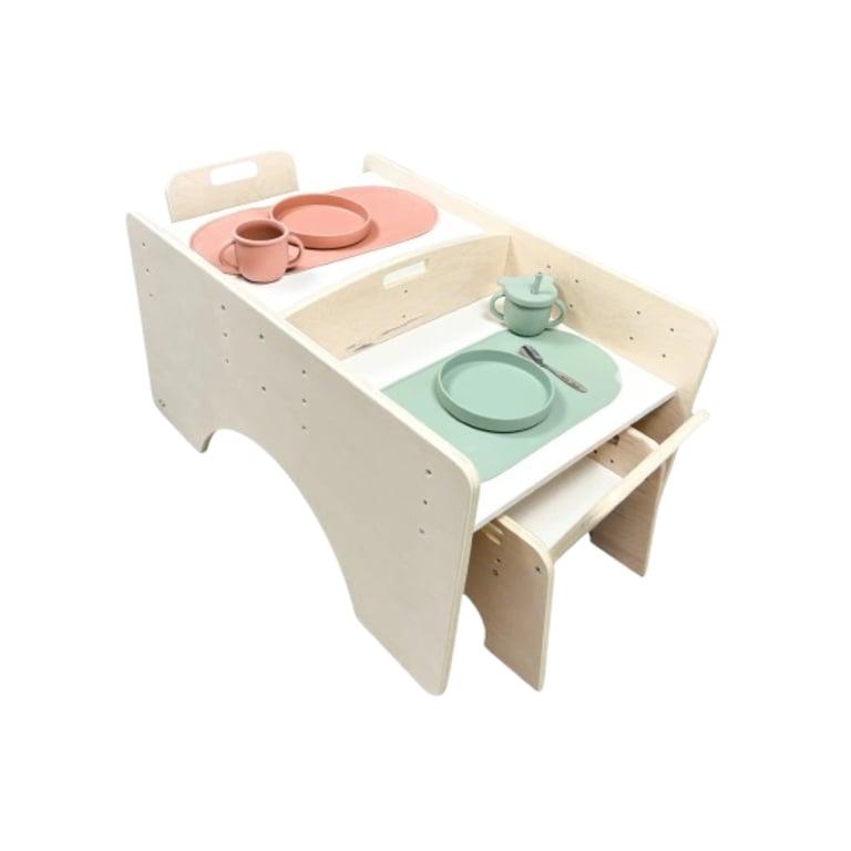 Montessori Sapiens Child Verstelbare Tafel & Stoel Set 2 Kleine Stoelen Berken