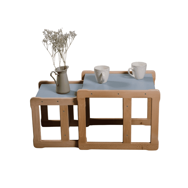 Montessori Woodjoy Tafel en Stoelset Blauw