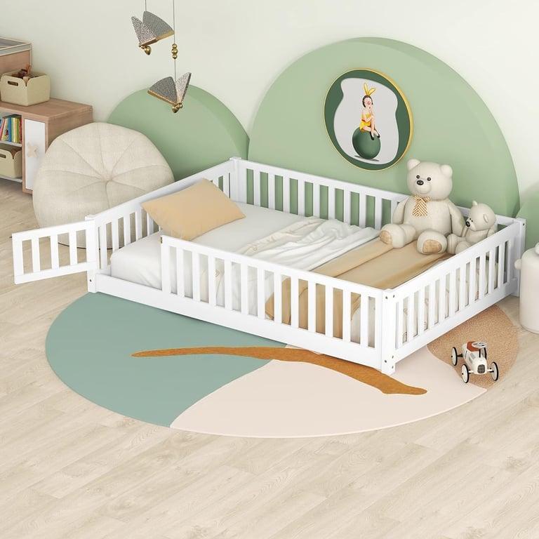 Montessori Bellemave Tweepersoons Vloerbedframe met Reling & Lattenbodem