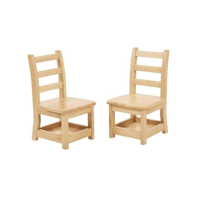 Montessori ECR4Kids Three Rung Ladderback Chair With Storage Natural 2-Pack 10-Inch