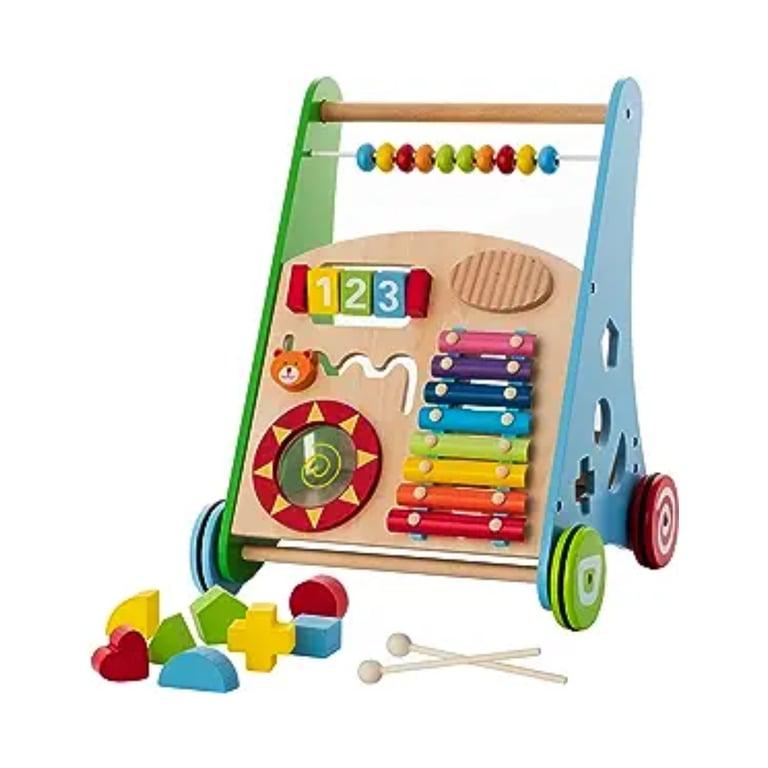 Montessori Kiddery Toys Activiteiten Loopwagen Houten Activiteiten Centrum