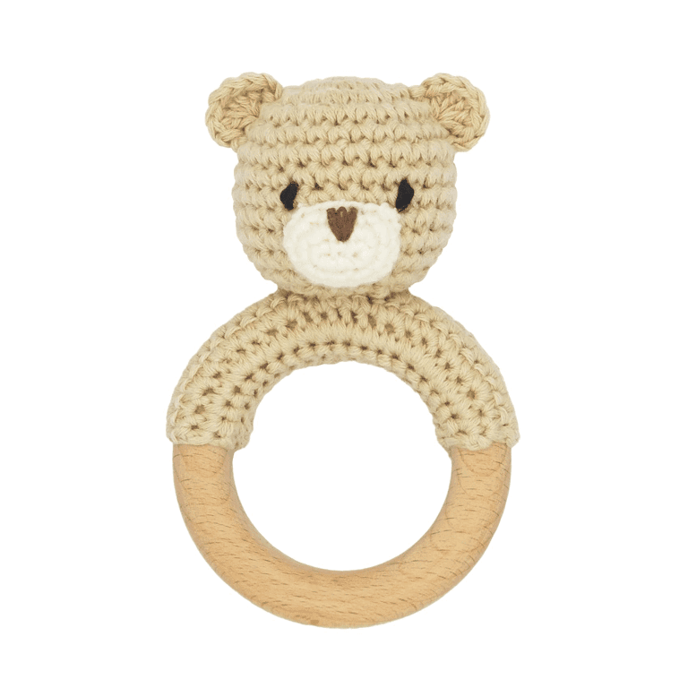 Montessori Joliecraft Houten Baby Ring Rammelaar Beer