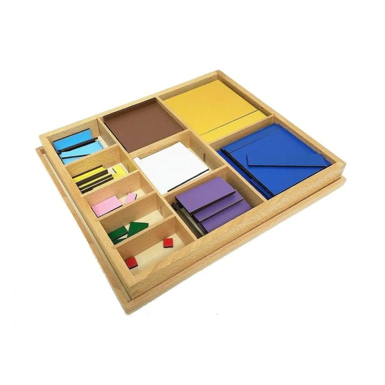 Montessori Pink Montessori Kistjes met Houten Rekenstaafjes (Decanomiale Kwadraten)